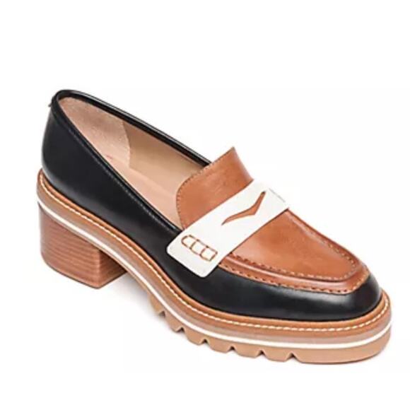 Bernardo Women's 7.5 Selma Slip-On Leather Loafers Luggage Tan Black Boho - Picture 1 of 12